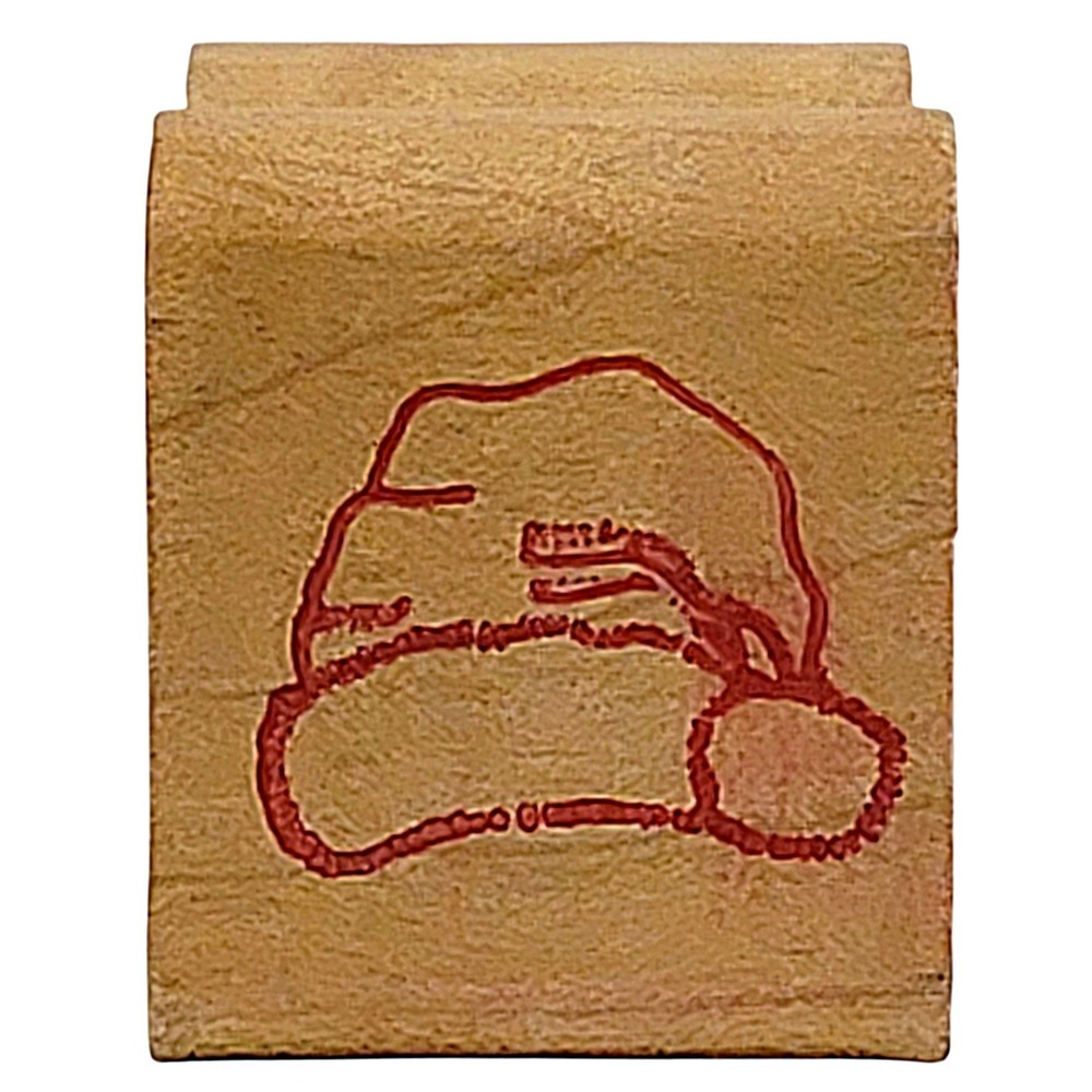 VTG 90s Inkadinkado Santa‎ Hat Rubber Stamp 1" 1992 Christmas Holiday Wood Mount